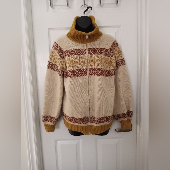Source Unknown Sweaters - Vintage 70s Knit Zip Sweater